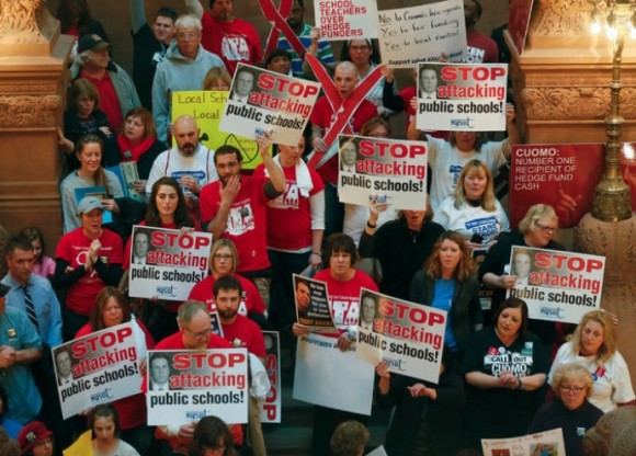 Teacher and Parents Protesting Testing